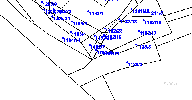 Parcela st. 1182/20 v KÚ Vyšní Lhoty, Katastrální mapa