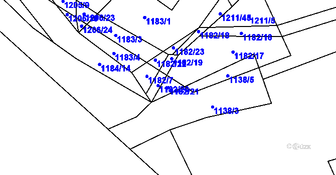 Parcela st. 1182/21 v KÚ Vyšní Lhoty, Katastrální mapa