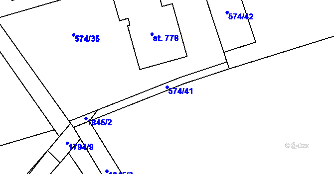 Parcela st. 574/41 v KÚ Vyšní Lhoty, Katastrální mapa