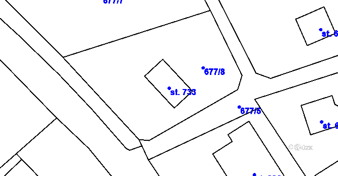 Parcela st. 733 v KÚ Vyšní Lhoty, Katastrální mapa