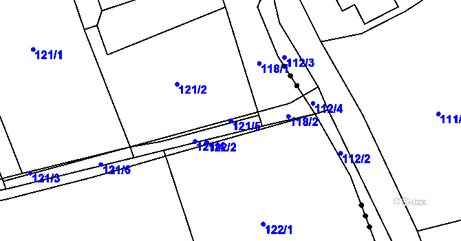 Parcela st. 121/5 v KÚ Vyšní Lhoty, Katastrální mapa