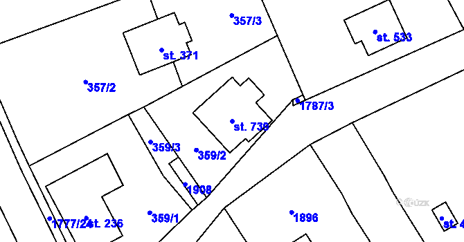 Parcela st. 739 v KÚ Vyšní Lhoty, Katastrální mapa