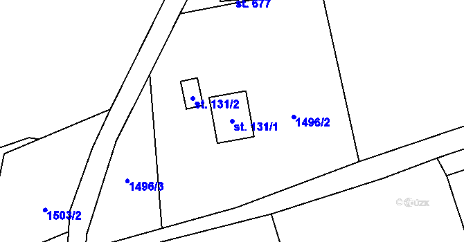 Parcela st. 131/1 v KÚ Vyšní Lhoty, Katastrální mapa