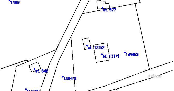 Parcela st. 131/2 v KÚ Vyšní Lhoty, Katastrální mapa