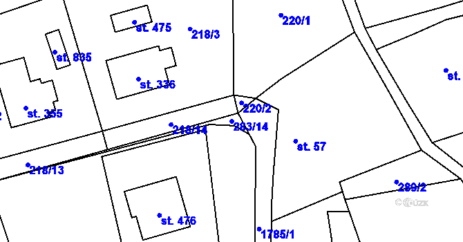 Parcela st. 283/14 v KÚ Vyšní Lhoty, Katastrální mapa