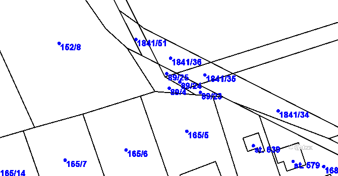 Parcela st. 89/4 v KÚ Vyšní Lhoty, Katastrální mapa
