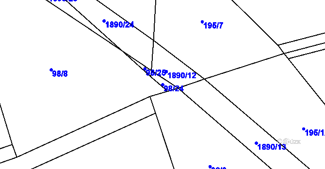 Parcela st. 98/24 v KÚ Vyšní Lhoty, Katastrální mapa