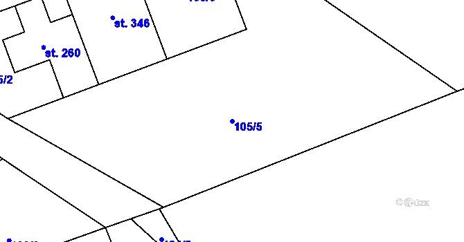 Parcela st. 105/5 v KÚ Vyšní Lhoty, Katastrální mapa