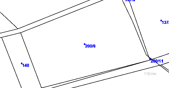 Parcela st. 200/6 v KÚ Vyšní Lhoty, Katastrální mapa