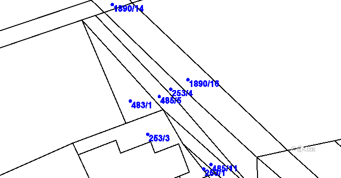 Parcela st. 253/4 v KÚ Vyšní Lhoty, Katastrální mapa