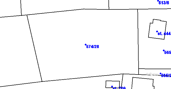 Parcela st. 574/28 v KÚ Vyšní Lhoty, Katastrální mapa