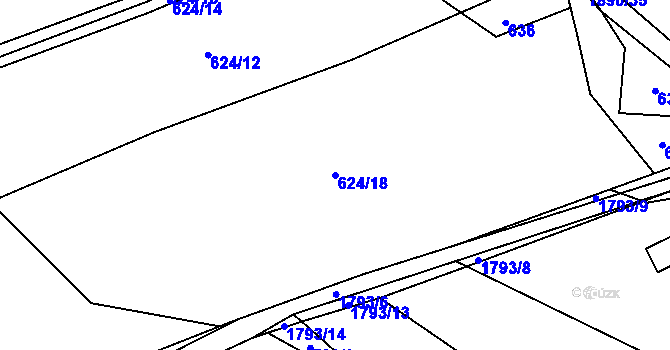 Parcela st. 624/18 v KÚ Vyšní Lhoty, Katastrální mapa