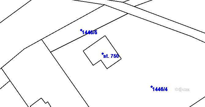 Parcela st. 750 v KÚ Vyšní Lhoty, Katastrální mapa