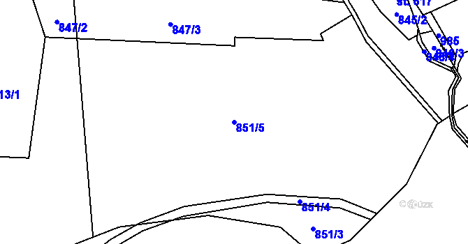 Parcela st. 851/5 v KÚ Vyšní Lhoty, Katastrální mapa