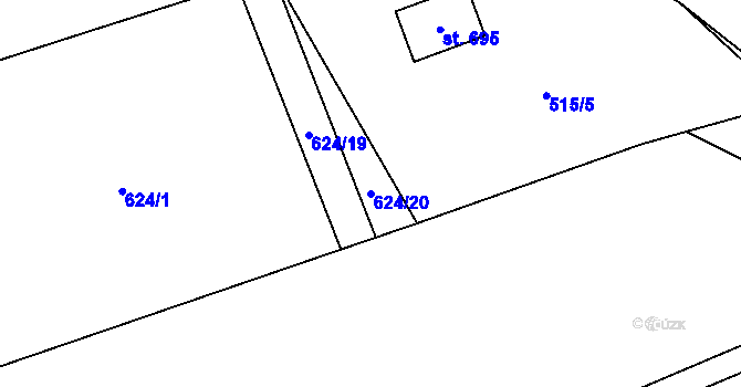 Parcela st. 624/20 v KÚ Vyšní Lhoty, Katastrální mapa