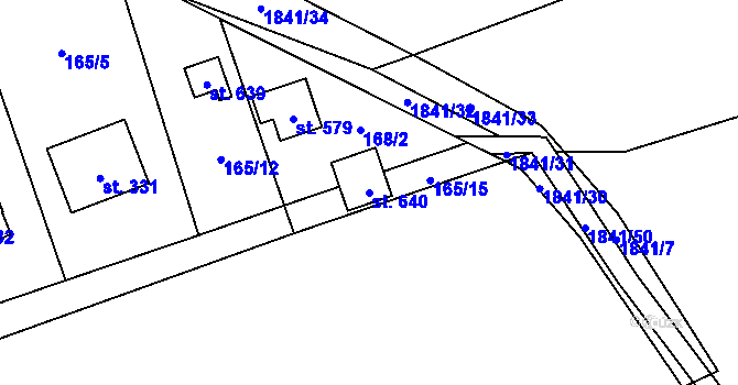 Parcela st. 640 v KÚ Vyšní Lhoty, Katastrální mapa