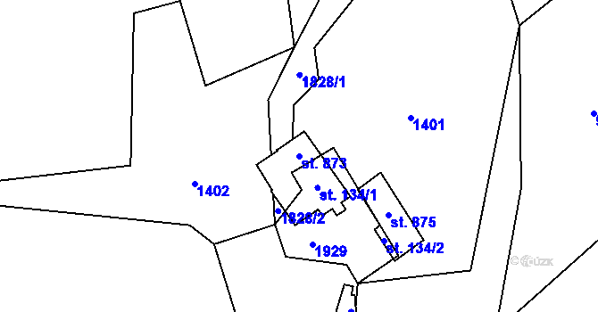 Parcela st. 873 v KÚ Vyšní Lhoty, Katastrální mapa