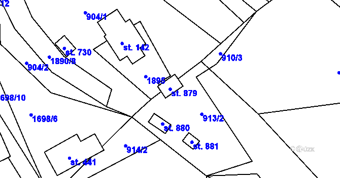 Parcela st. 879 v KÚ Vyšní Lhoty, Katastrální mapa