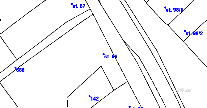 Parcela st. 66 v KÚ Výšovice, Katastrální mapa