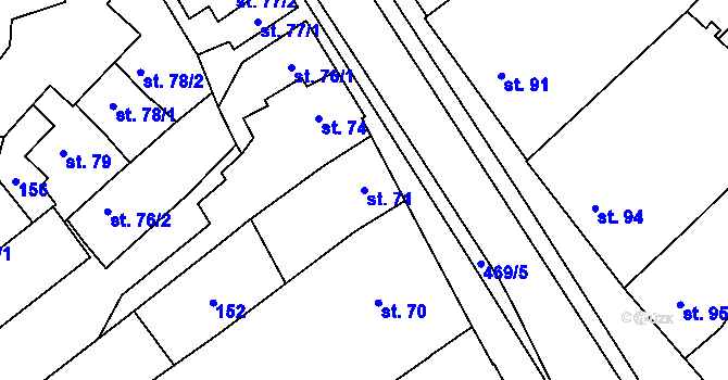 Parcela st. 71 v KÚ Výšovice, Katastrální mapa