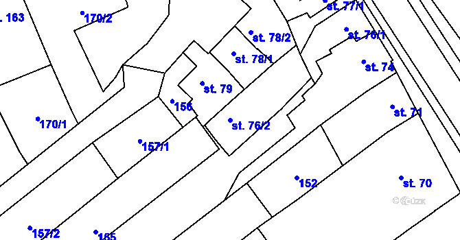 Parcela st. 76/2 v KÚ Výšovice, Katastrální mapa