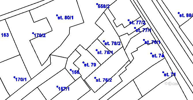 Parcela st. 78/1 v KÚ Výšovice, Katastrální mapa