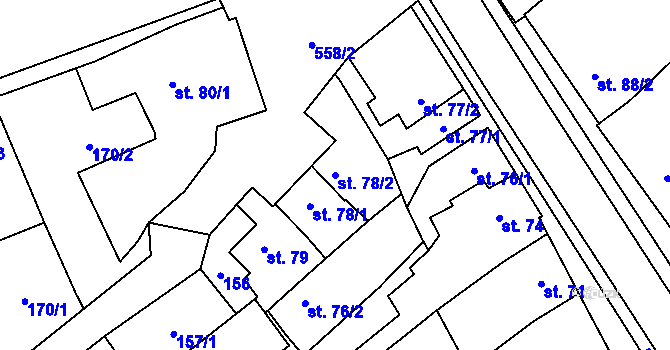 Parcela st. 78/2 v KÚ Výšovice, Katastrální mapa