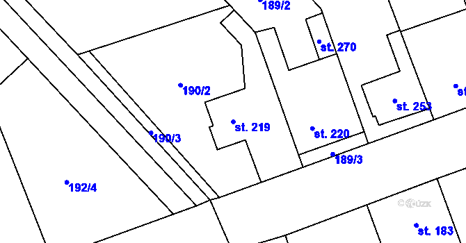 Parcela st. 219 v KÚ Výšovice, Katastrální mapa