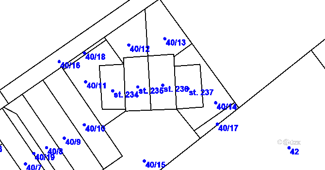 Parcela st. 236 v KÚ Výšovice, Katastrální mapa