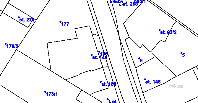 Parcela st. 176 v KÚ Výšovice, Katastrální mapa