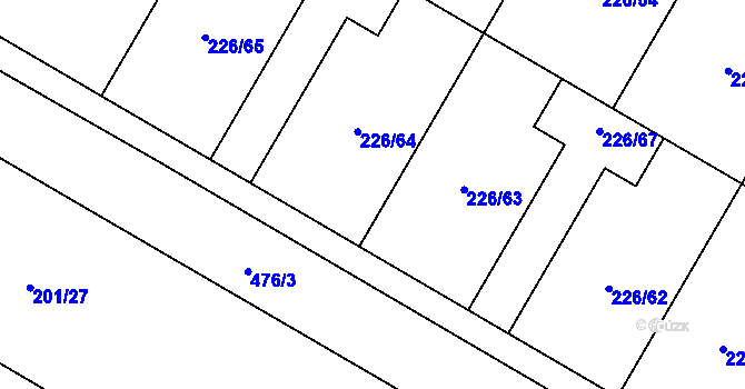 Parcela st. 226/1 v KÚ Výšovice, Katastrální mapa