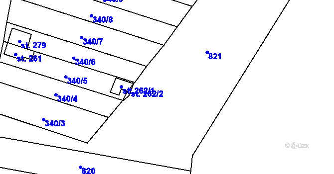 Parcela st. 340/16 v KÚ Výšovice, Katastrální mapa
