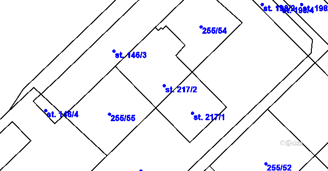 Parcela st. 217/2 v KÚ Výšovice, Katastrální mapa