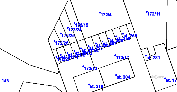 Parcela st. 255 v KÚ Výšovice, Katastrální mapa