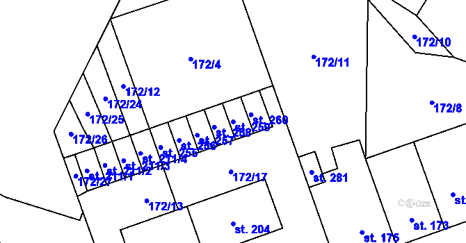 Parcela st. 259 v KÚ Výšovice, Katastrální mapa
