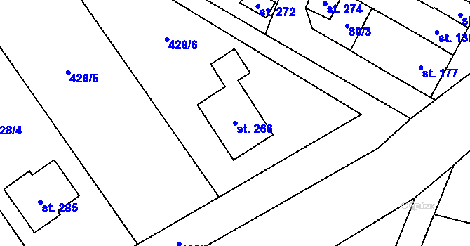 Parcela st. 266 v KÚ Výšovice, Katastrální mapa