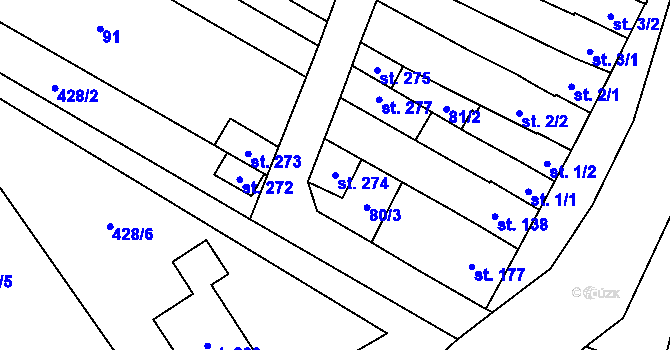 Parcela st. 274 v KÚ Výšovice, Katastrální mapa