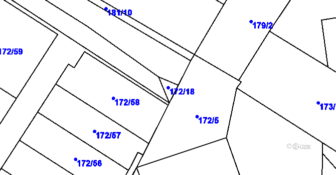 Parcela st. 172/18 v KÚ Výšovice, Katastrální mapa