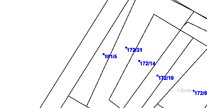 Parcela st. 181/5 v KÚ Výšovice, Katastrální mapa