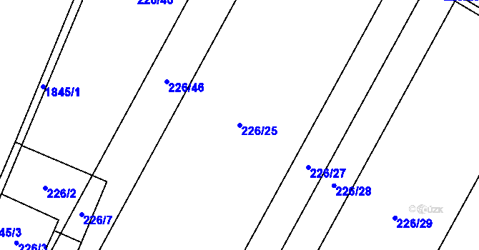 Parcela st. 226/25 v KÚ Výšovice, Katastrální mapa
