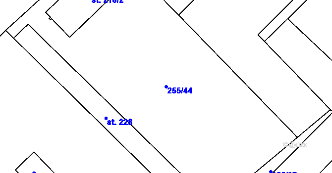Parcela st. 255/44 v KÚ Výšovice, Katastrální mapa