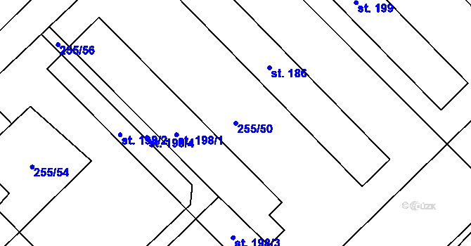 Parcela st. 255/50 v KÚ Výšovice, Katastrální mapa