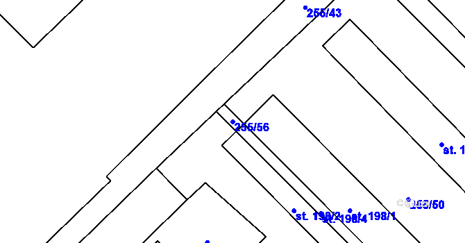 Parcela st. 255/56 v KÚ Výšovice, Katastrální mapa