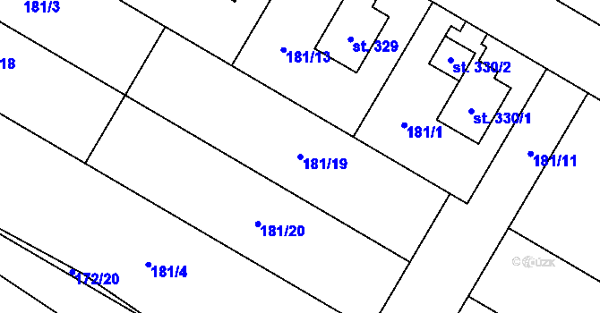 Parcela st. 181/19 v KÚ Výšovice, Katastrální mapa