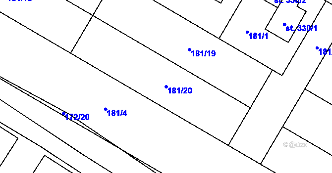 Parcela st. 181/20 v KÚ Výšovice, Katastrální mapa