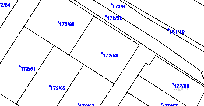 Parcela st. 172/59 v KÚ Výšovice, Katastrální mapa
