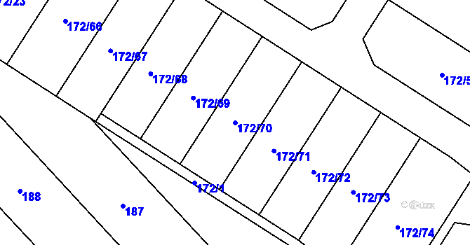 Parcela st. 172/70 v KÚ Výšovice, Katastrální mapa