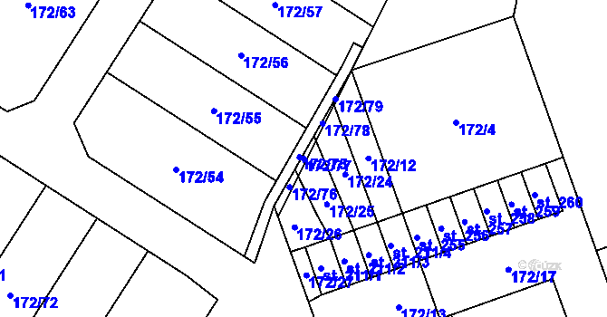Parcela st. 172/77 v KÚ Výšovice, Katastrální mapa