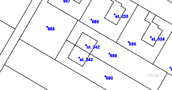 Parcela st. 342 v KÚ Výšovice, Katastrální mapa
