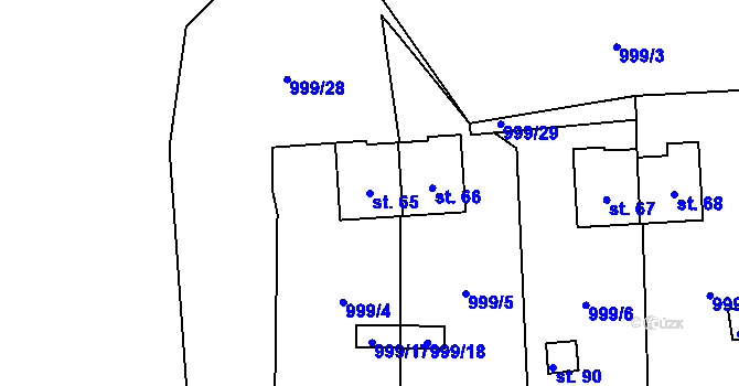 Parcela st. 65 v KÚ Dolní Drkolná, Katastrální mapa